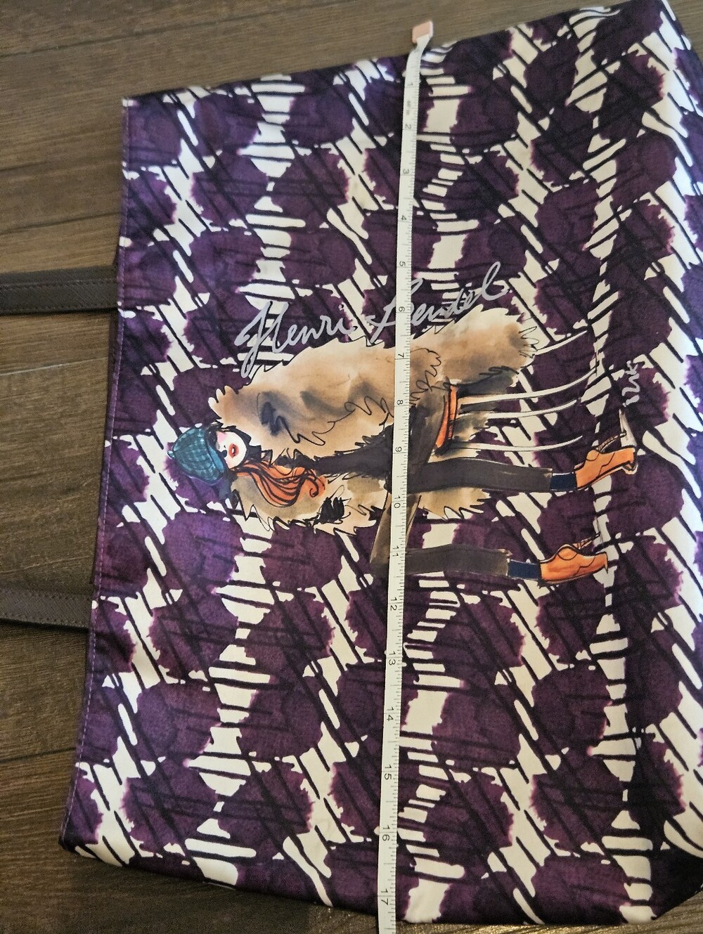 Henri Bendel NYC Fashion Illustration Purple Graphic Tote Shopper Bag - Picture 10 of 16